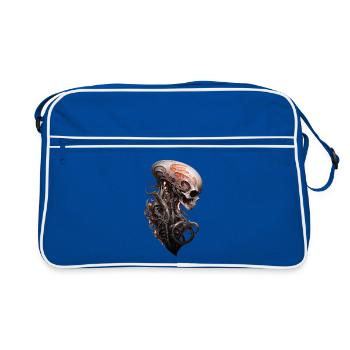 Chemise Dark Fantasy avec colonne vertébrale de crâne extraterrestre - Sac Retro - bleu/blanc - Devant