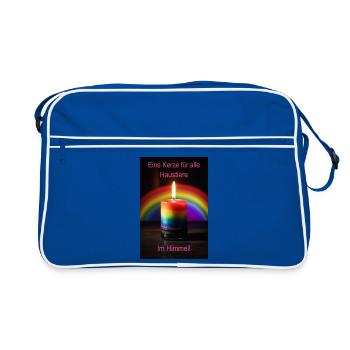 Eine Kerze für alle Haustiere im Himmel - Retro Tasche - Blau/Weiß - Vorne