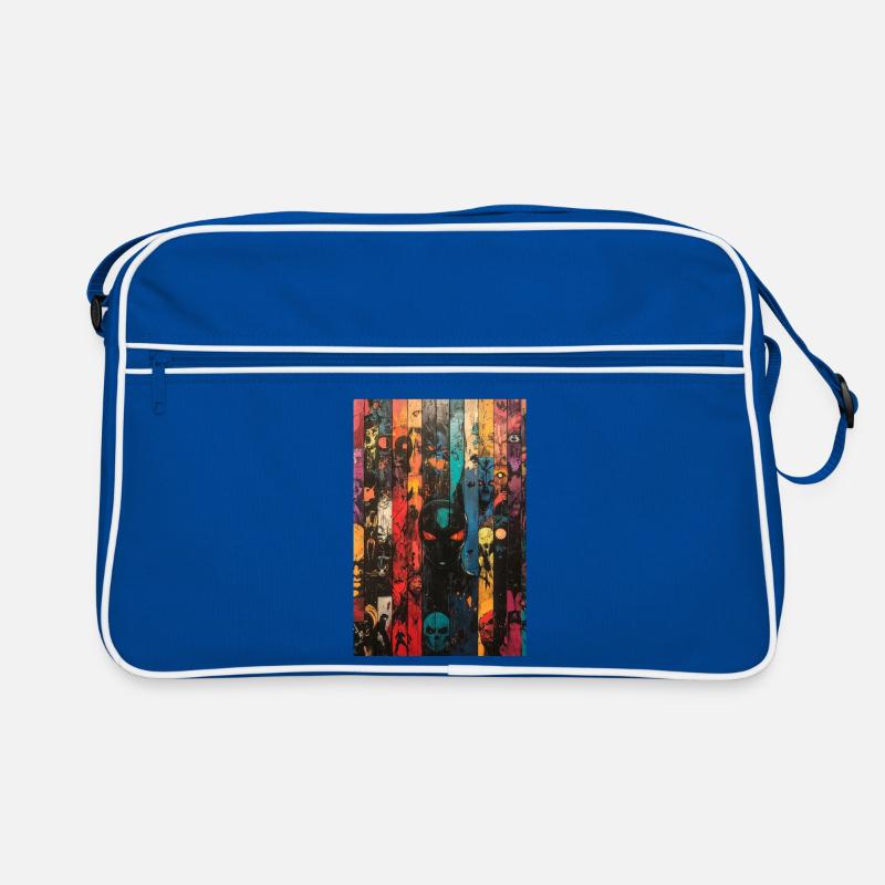 Colored Skull Panel Art Retro Bag
