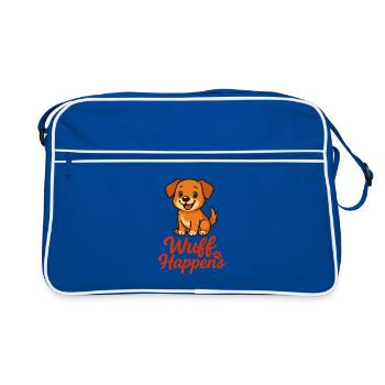 Wuff Happens...mega cutes Hundedesign - Retro Tasche - Blau/Weiß - Vorne
