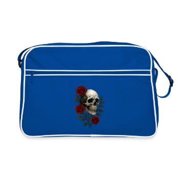 Crâne gothique avec motif de roses romantiques - Sac Retro - bleu/blanc - Devant