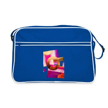 Design abstrait avec doré, rose et violet - Sac Retro - bleu/blanc - Devant