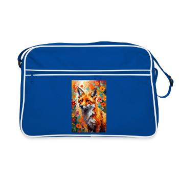 Fox flowers abstract fox lover gift - Retro Bag - blue/white - Front