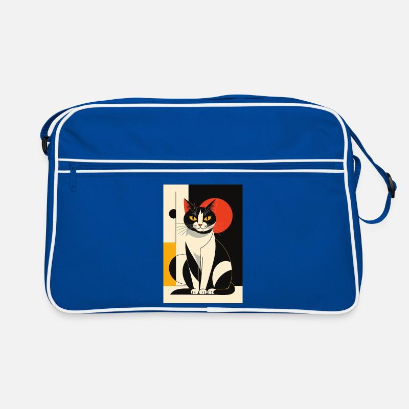 Avantgarde Katze R01 - Retro Tasche - Blau/Weiß