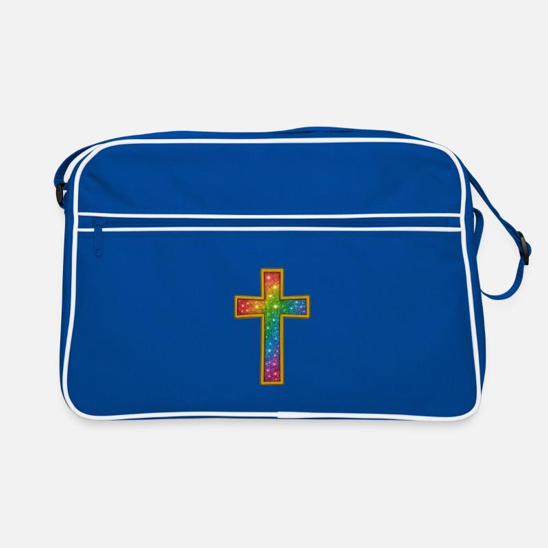 Jésus-Christ | Conception de croix scintillante colorée Sac Retro