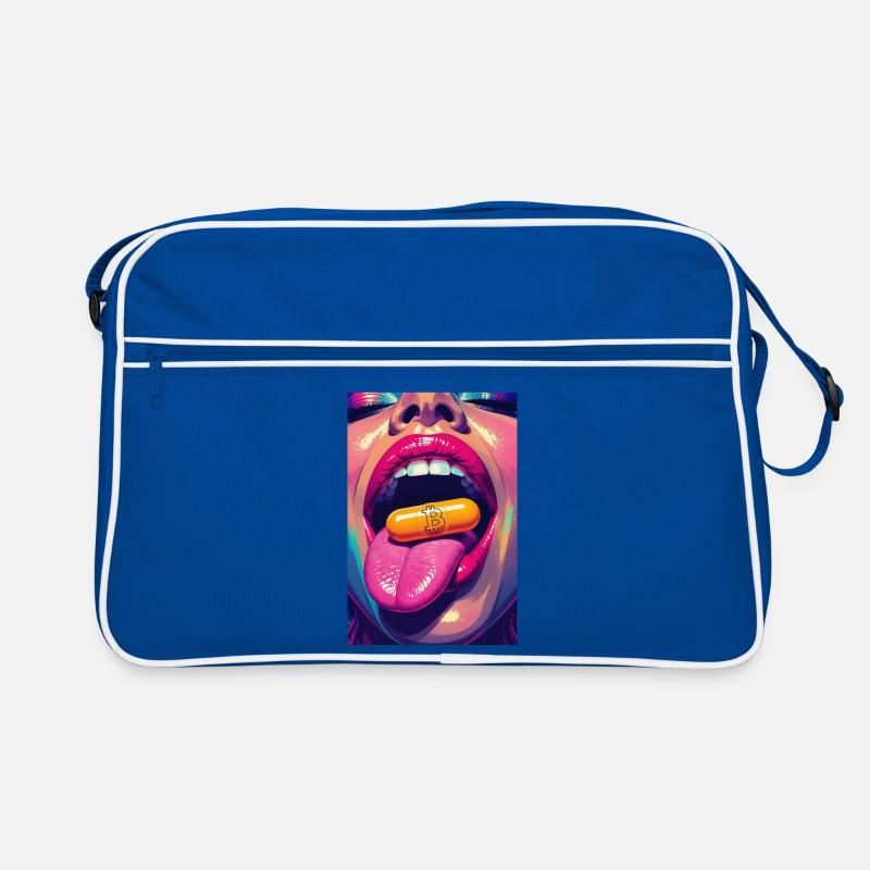 Bitcoin Orangepill big one - Retro Tasche - Blau/Weiß