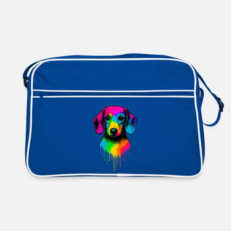 Rainbow Dachshund Drop Art Retro Bag
