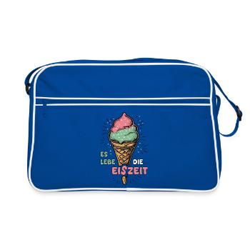Es lebe die Eiszeit - Retro Tasche - Blau/Weiß - Vorne