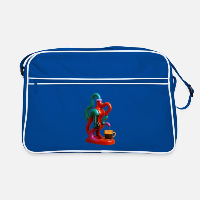 Le café coule dans un jeu de couleurs - Sac Retro - bleu/blanc