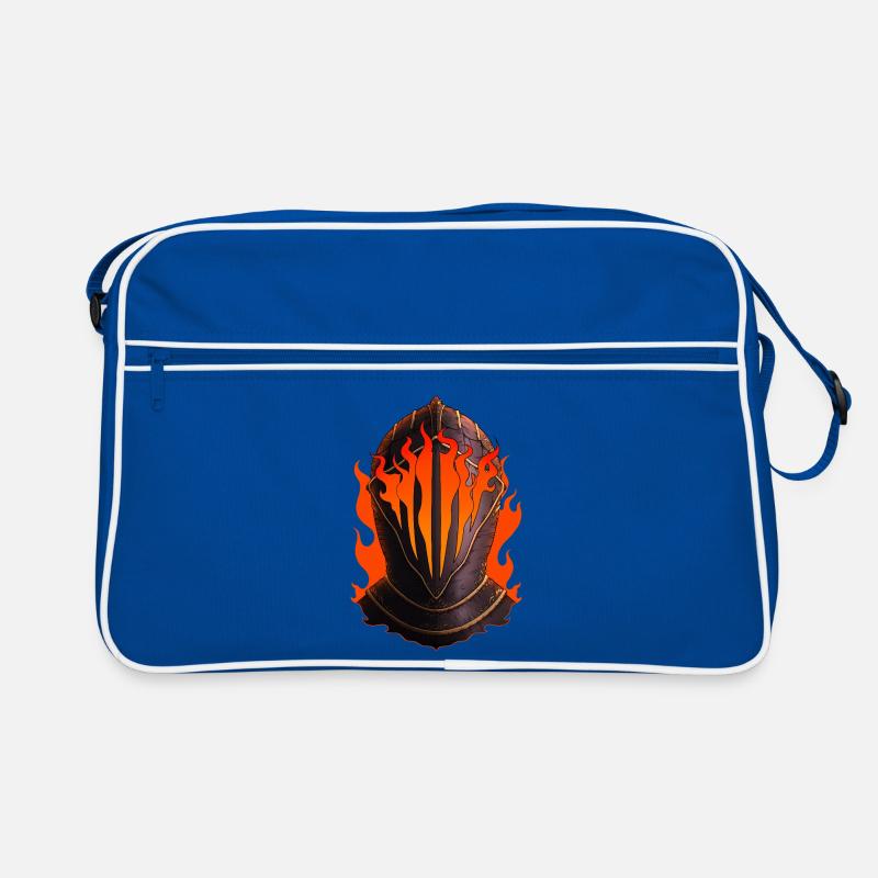 Flammender Ritter Helm Retro Tasche