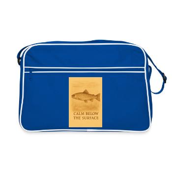 Ruhe unter der Oberfläche – Forellenabdruck - Retro Tasche - Blau/Weiß - Vorne