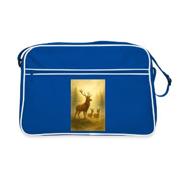 Golden deer family in forest - Retro Bag - blue/white - Front