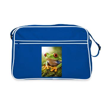 Grenouille verte aux yeux ensoleillés - Sac Retro - bleu/blanc - Devant