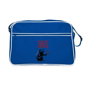 Ratte weiß, dass sie nichts weiß - Retro Tasche - Blau/Weiß - Vorne