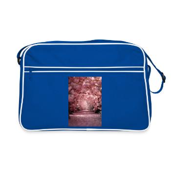 Cherry Blossom Arch Path - Retro Tasche - Blau/Weiß - Vorne