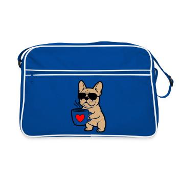 Frenchie Dog Coffee Comic - Sac Retro - bleu/blanc - Devant