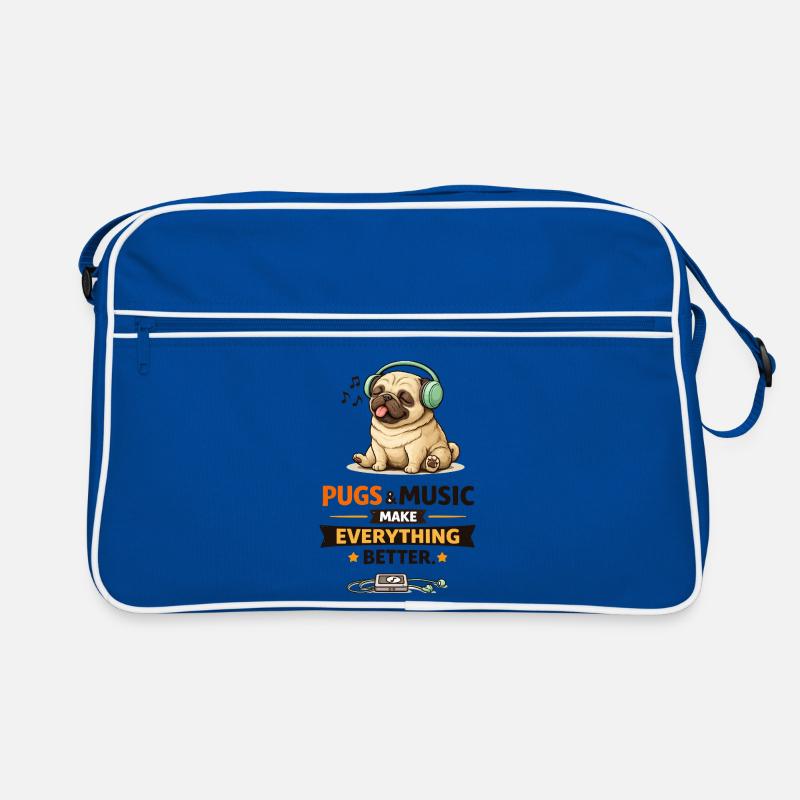 Pug Beats: Music Makes Everything Better Retro Bag