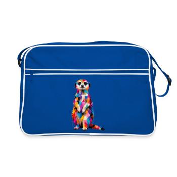 Colorful meerkat with splashes of color - Retro Bag - blue/white - Front
