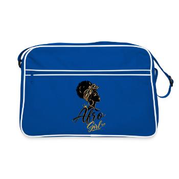 Golden Afro Girl – Black Elegance - Retro Bag - blue/white - Front