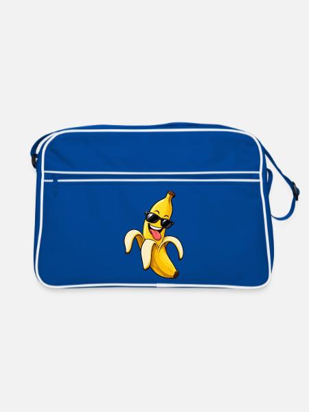 Schicke Bananen-Schwarzbrille - Retro Tasche - Blau/Weiß