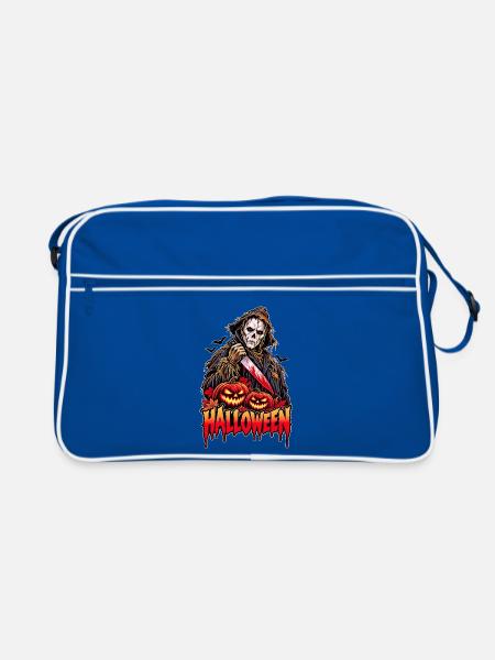Halloween Scarecrow Retro-Horror - Retro Tasche - Blau/Weiß