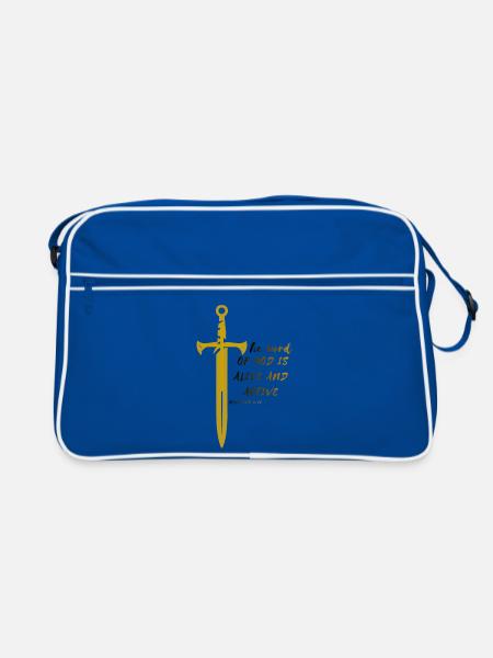 Schärfer als jedes zweischneidige Schwert - Retro Tasche - Blau/Weiß