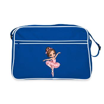Ballerina Kawaii Style – Süßes Tanzmotiv - Retro Tasche - Blau/Weiß - Vorne