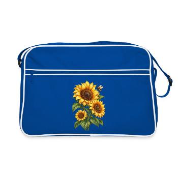 Sonnenblumen Gartenliebe - Retro Tasche - Blau/Weiß - Vorne