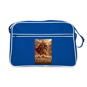 Griffiator: Gladiatorkatze - Retro Tasche - Blau/Weiß - Vorne
