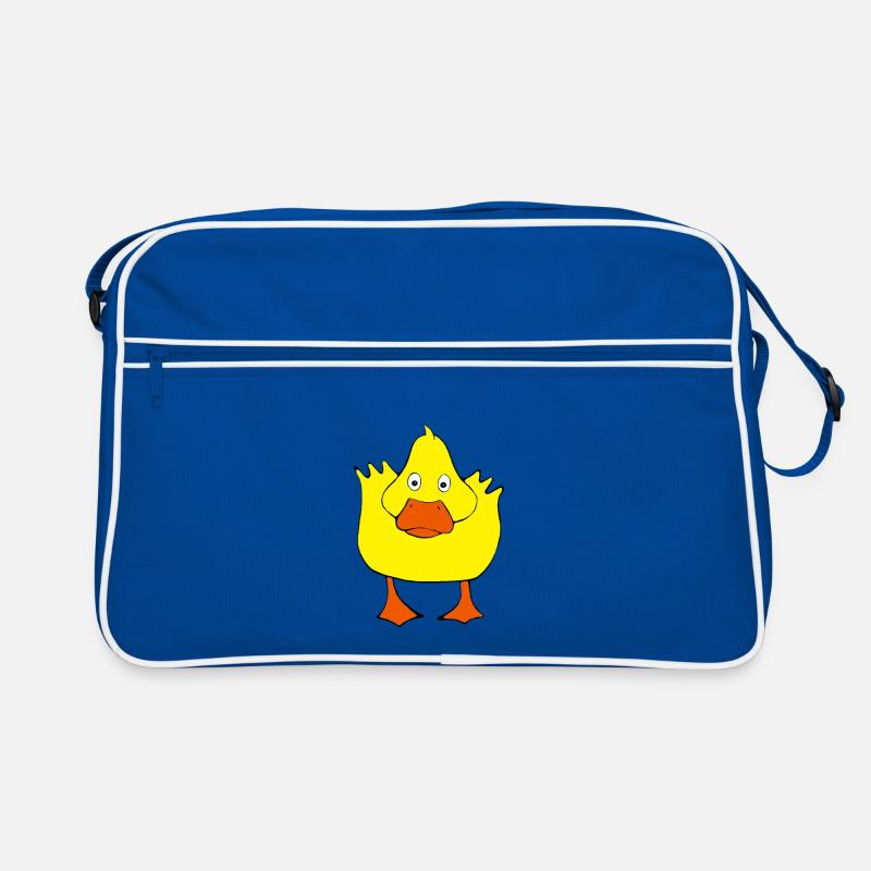 Canard de dessin animé jaune - Sac Retro - bleu/blanc