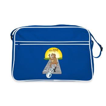 Humorous monkey design with keyboard - Retro Bag - blue/white - Front