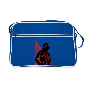 Sweat à capuche Noir City Silhouette - Sac Retro - bleu/blanc - Devant