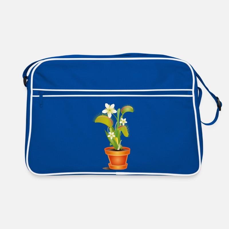 Venus flytrap in pot – colorful illustration Retro Bag