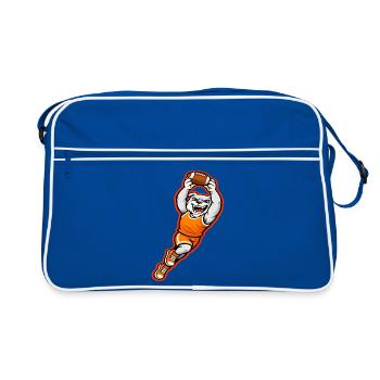 Bulldog Football Touchdown-Maskottchen - Retro Tasche - Blau/Weiß - Vorne