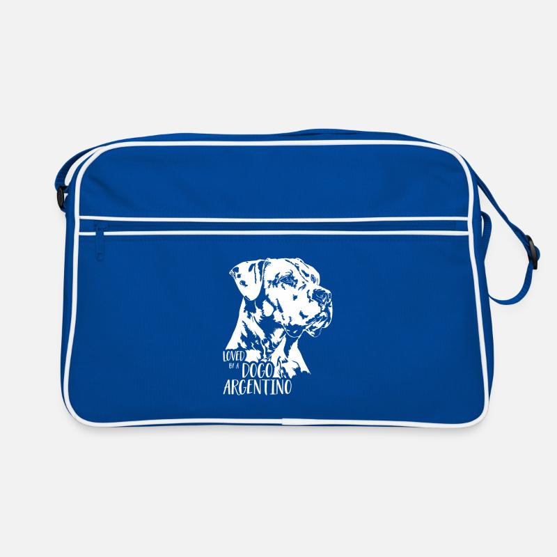 Loved by a Dogo Argentino Hundespruch Wilsigns Retro Tasche