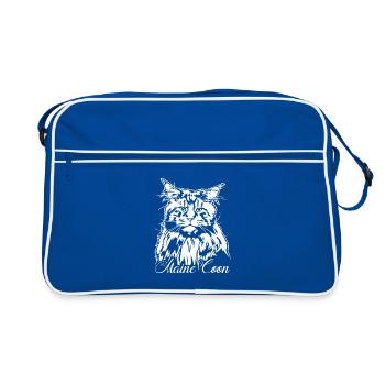 Maine Coon Cat Cats Pedigree Cat Wilsigns - Retro Bag - blue/white - Front