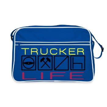 Vie de camionneur,Chauffeur professionnel,Chauffeur longue distance - Sac Retro - bleu/blanc - Devant