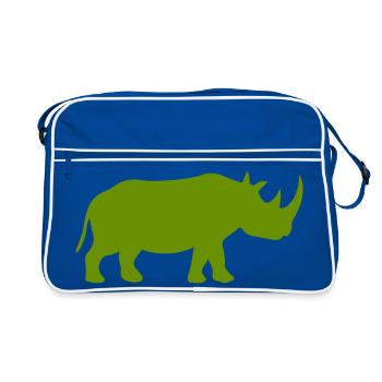  Nashorn Silhouette - Retro Tasche - Blau/Weiß - Vorne
