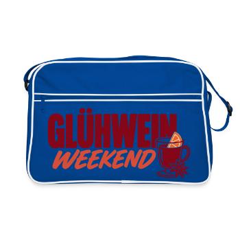 Glühwein Weekend mit Glühwein-Grafik - Retro Tasche - Blau/Weiß - Vorne