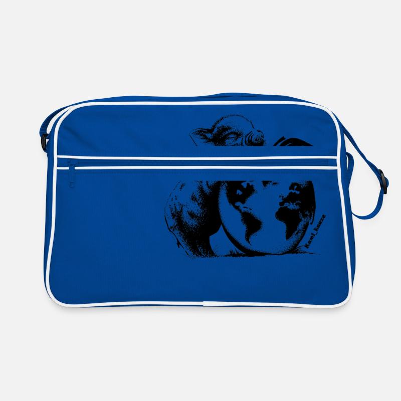 Schweinchen - Retro Tasche - Blau/Weiß