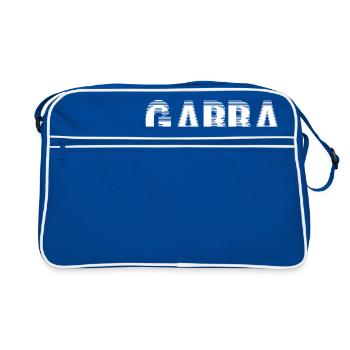 Gabba, Techno, Electro, Deep, House, Chill, Musik - Retro Tasche - Blau/Weiß - Vorne
