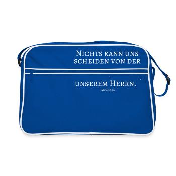 Liebe, Gott, Christus, Jesus, Herr, Psalm, Vers - Retro Tasche - Blau/Weiß - Vorne