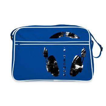 T Shirt DJ - J'aime la Techno - J'aime la Techno - Sac Retro - bleu/blanc - Devant
