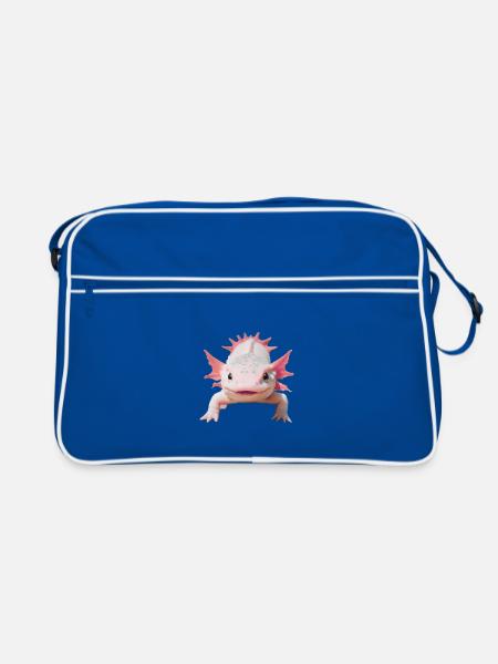 Happy Axolotl - Retro Bag - blue/white - Front