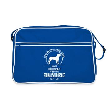 SCHWARZWILDBRACKE Schutzengel Wilsigns Hundespruch - Retro Tasche - Blau/Weiß - Vorne