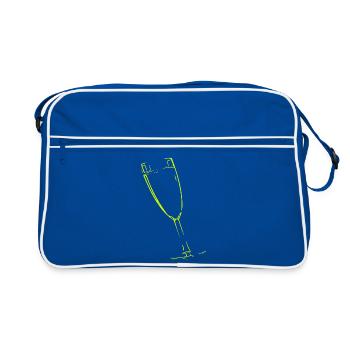 Verre abstrait / ligne / vert / motif - Sac Retro - bleu/blanc - Devant