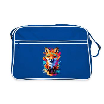 Bébé renard - renard roux mignon - renard coloré - Sac Retro - bleu/blanc - Devant