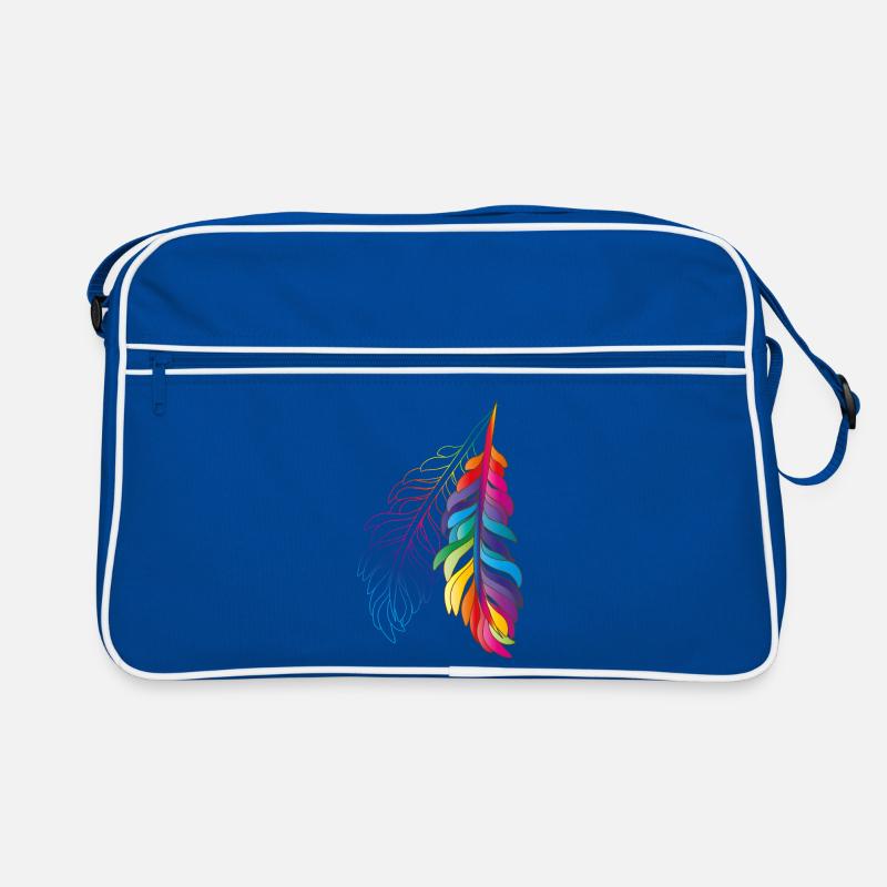 Rainbow feathers – colourful boho design Retro Bag