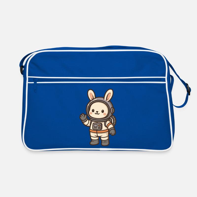Lapin de l'espace avec casque d'astronaute - Sac Retro - bleu/blanc