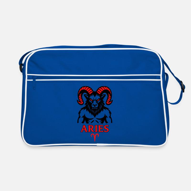 Signe du zodiaque Bélier avec symbole de cornes - Sac Retro - bleu/blanc